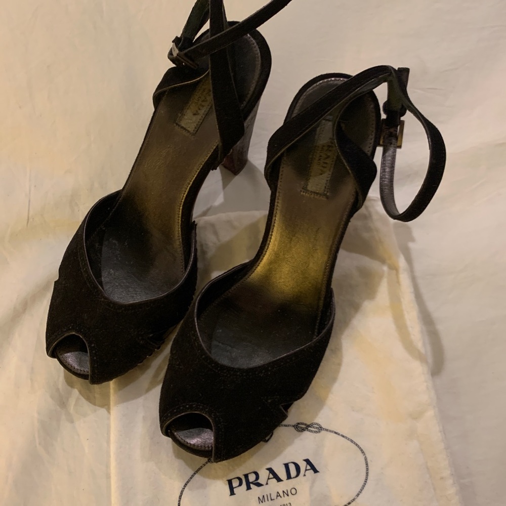 PRADA wooden sandal size 8